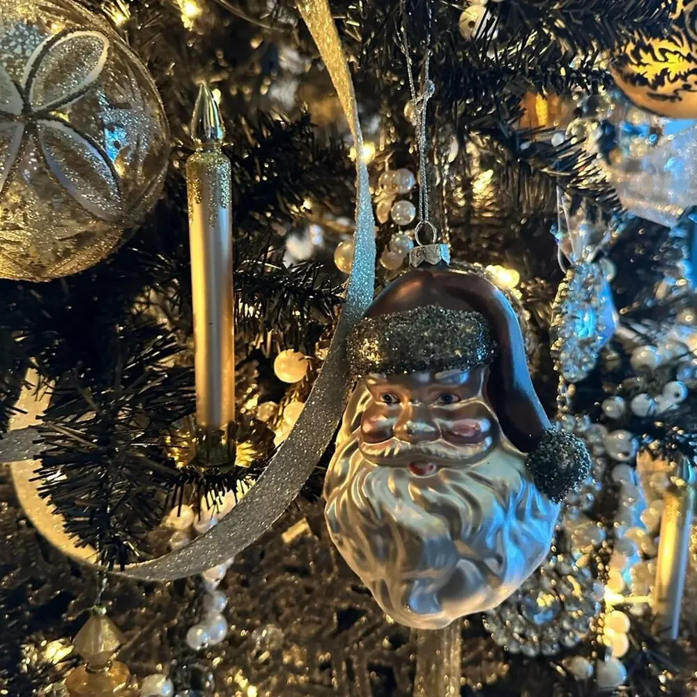 5 glass vintage look gold candle clips Ornament  for Christmas tree